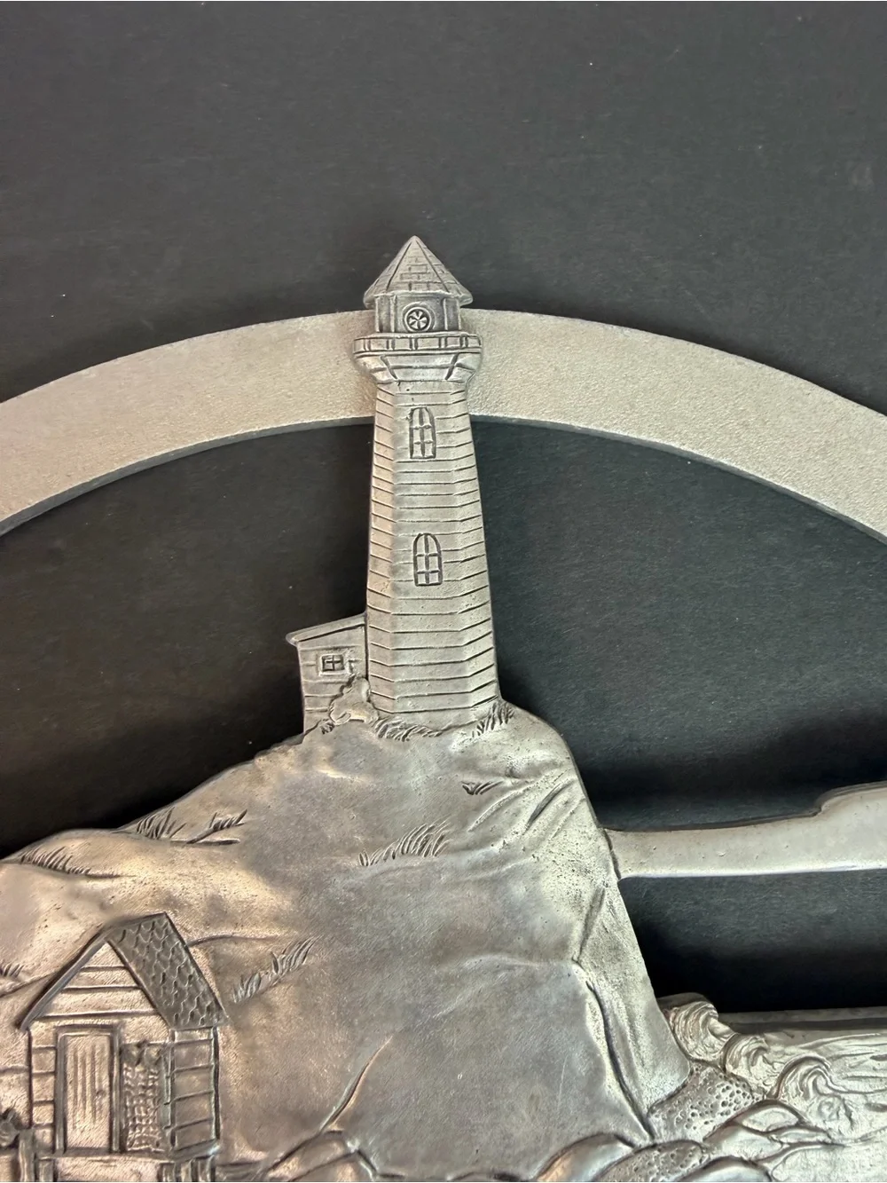 Lighthouse Coat Hook Seagull Pewter by Etain Ziin 2000 Vintage Metal Art
